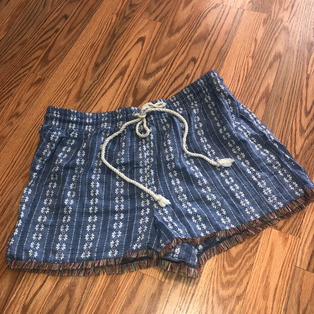 Shirts denim look tassels drawstring
